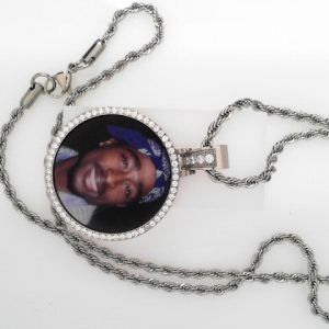 STEEL PHOTO PENDANT WITH ROPE CHAIN -  2PAC