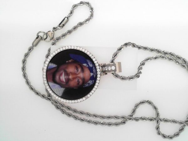 STEEL PHOTO PENDANT WITH ROPE CHAIN -  2PAC