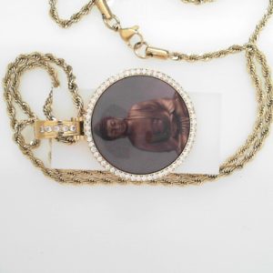 STEEL PHOTO PENDANT WITH ROPE CHAIN -BUDHA
