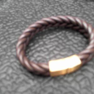 braided punk bracelet; stainless steel leather magnetic buckle bracelet