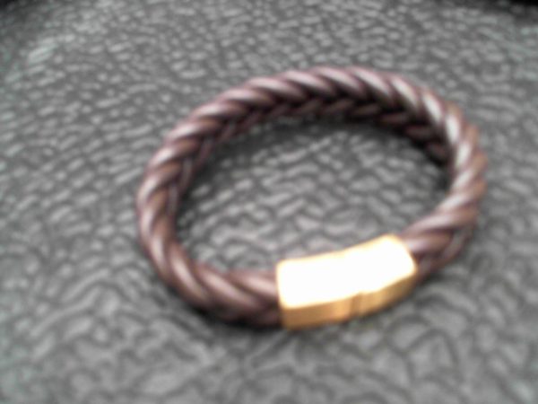 braided punk bracelet; stainless steel leather magnetic buckle bracelet