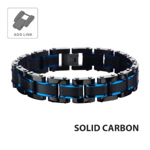 Black IP, Blue IP & Solid Carbon Fiber Center Link Bracelet