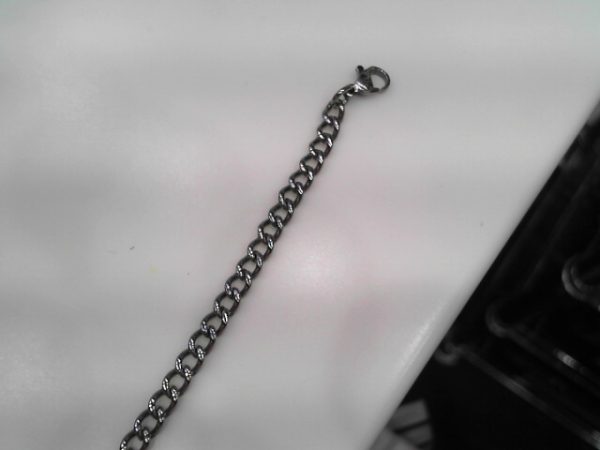 White Stainless Steel Curb Metal Bracelet (Steel) Length 7.5