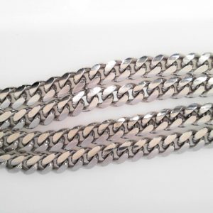 RHODIUM PLATED STERLING SILVER CUBAN CHAIN 22" 10MM