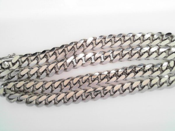 RHODIUM PLATED STERLING SILVER CUBAN CHAIN 22" 10MM