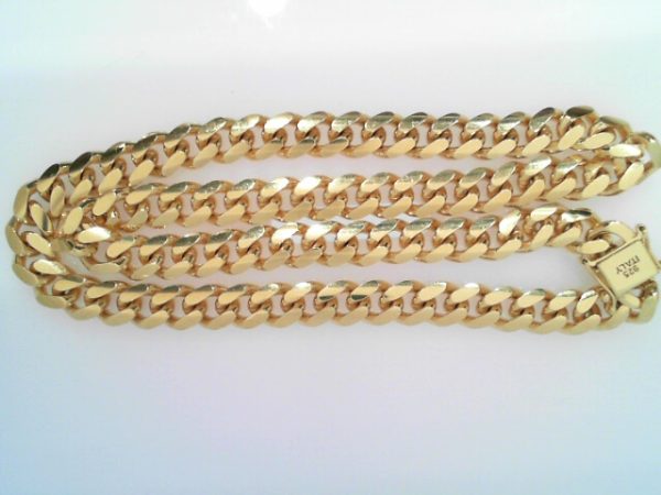 GOLD PLATED STERLING SILVER CUBAN CHAIN 18" 8MM
