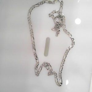 RHODIUM PLATED  SS FIGARO CHAIN 4 MM 22"