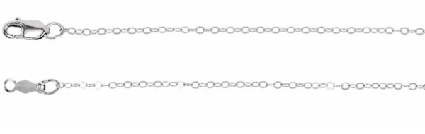 Sterling Silver 1.2 mm Flat Cable 18" Chain

Specifications
Weight:	                0.48 DWT (0.75 grams)
Clasp Type:	Lobster Clasp
Material:	                Sterling Silver
Solid/Hollow:	Solid
Approx. Length:	18 In
Approx. Width:	1.2 mm
Gender: