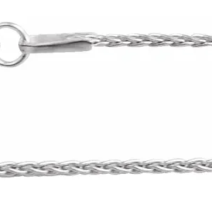 Rhodium-Plated Sterling Silver 1 mm Wheat 18" Chain With Lobster ClaspSpecificationsWeight:	               1.56 DWT (2.43 grams)Clasp Type:	Lobster ClaspMaterial:	                Sterling SilverSolid/Hollow:	SolidApprox. Length:	18 InAppro