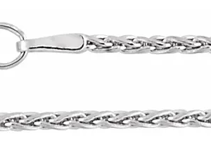 Rhodium-Plated Sterling Silver 1.5 mm Wheat 18" ChainSpecificationsWeight:	                2.546 DWT (3.96 grams)Clasp Type:	Lobster ClaspMaterial:	                Sterling SilverSolid/Hollow:	SolidApprox. Length:	18 InApprox. Width:	1.5 m