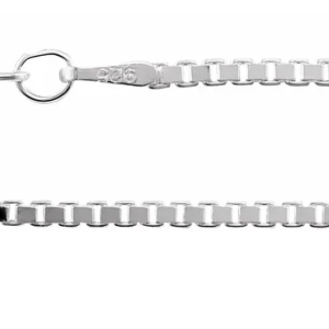 Rhodium-Plated Sterling Silver 1.5 mm Diamond-Cut Box 18" ChainSpecificationsWeight:	                3.5665 DWT (5.55 grams)Clasp Type:	Spring RingMaterial:	                Sterling SilverSolid/Hollow:	SolidApprox. Length:	18 InApprox. Wid