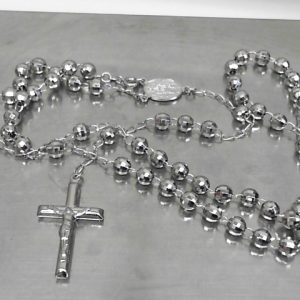 STERLING DIAMOND CUT ROSARY BEADS CHAIN  26 "  29.5 GMS