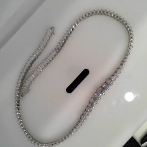 CZ EMRLED TENNIS CHAIN44.8 GMS16"6MM