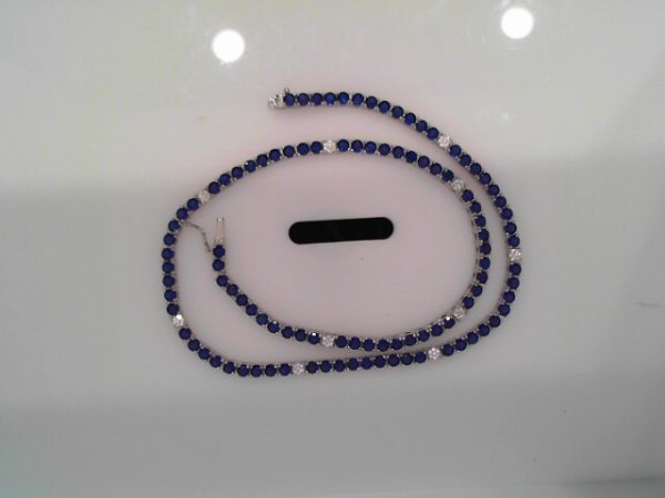 White Sterling Silver Tennis Chain Length 17