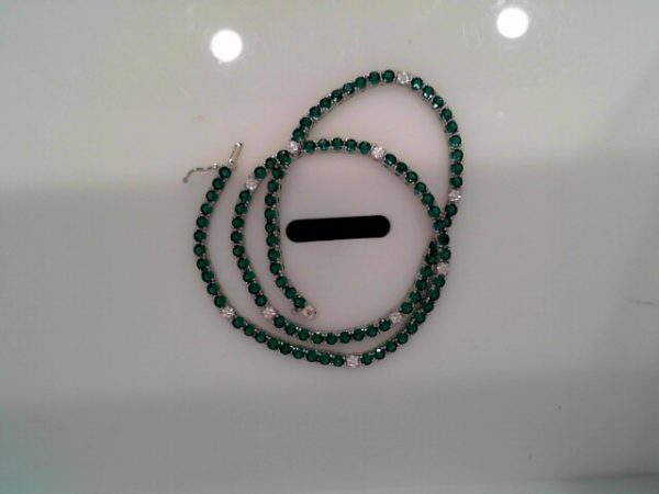 White Sterling Silver Tennis Chain Length 17