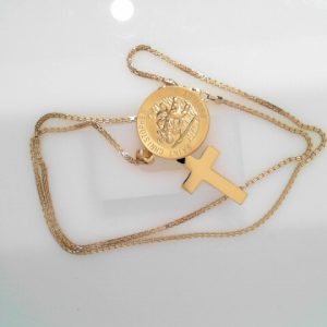 ST.CRISTPOHER CROSS 14K-YG OVER SLIVER