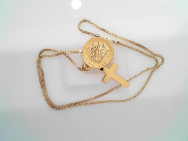 ST.CRISTPOHER CROSS 14K-YG OVER SLIVER