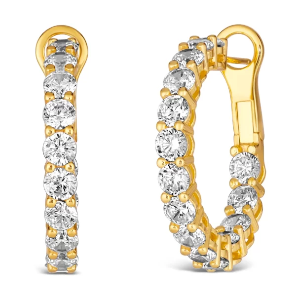 These timeless and classic hoop earrings will undoubtedly become your go-to jewelry staple.  Perfect for everyday wear or travel, you wouldn't want to leave home without them.
Stone Type: Diamond Crystalline
Stone Shape: Round
Stone Size: 0.25ct each T