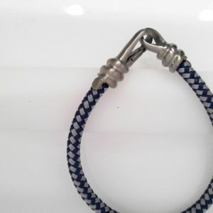 BLUE AND WHITE NYLON BRACELET WITH ESQ HOOK CLASP
