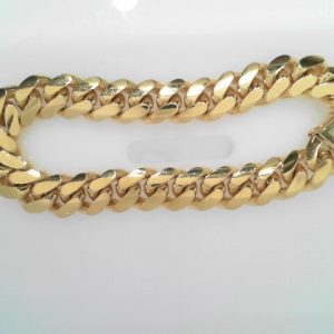GOLD PLATED STERLING SILVER CUBAN BRACELET 8" 12MM