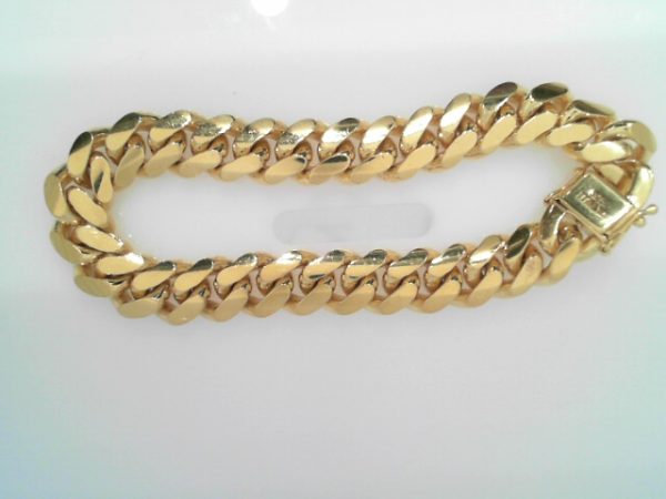 GOLD PLATED STERLING SILVER CUBAN BRACELET 8" 12MM