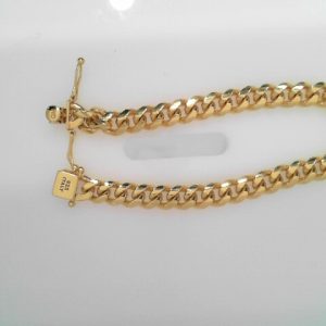 GOLD PLATED STERLING SILVER CUBAN BRACELET 7" 7MM