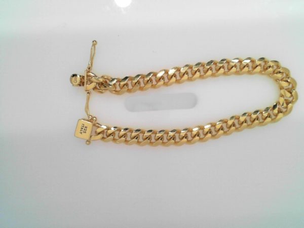 GOLD PLATED STERLING SILVER CUBAN BRACELET 7" 7MM