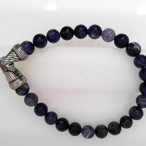 8MM SODALITE BREAD BRACELET WITH SILVER CLASP