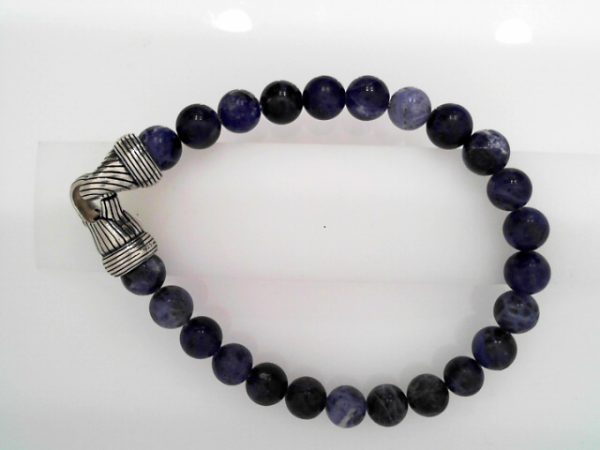 8MM SODALITE BREAD BRACELET WITH SILVER CLASP