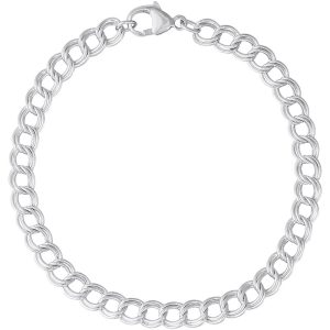SS CLASSIC  LINK DAPPED CURB CIRCLE BRACELET - 7 inch