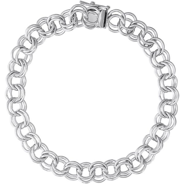 SS CLASSIC  DOUBLE LINK  CURB CIRCLE BRACELET - 7 inch