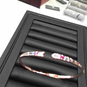 ROSE GOLD PLATED STERLING SILVER MULTI COLOUR  CZ BANGLE