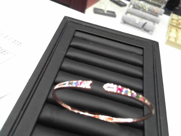 ROSE GOLD PLATED STERLING SILVER MULTI COLOUR  CZ BANGLE