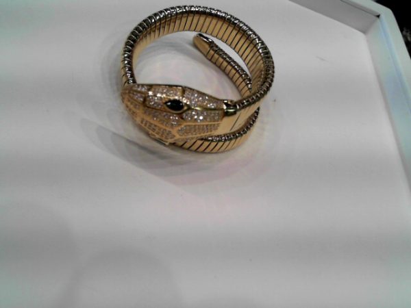 GOLD PLATED SS SNAKE HEAD DOUBLE ROWS BANGLE