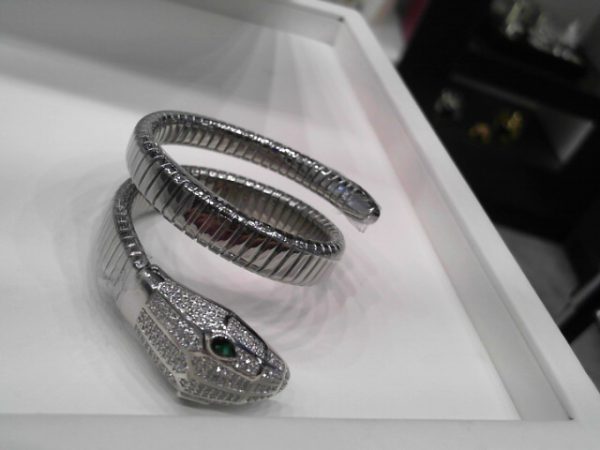 SS SNAKE HEAD DOUBLE ROWS BANGLE