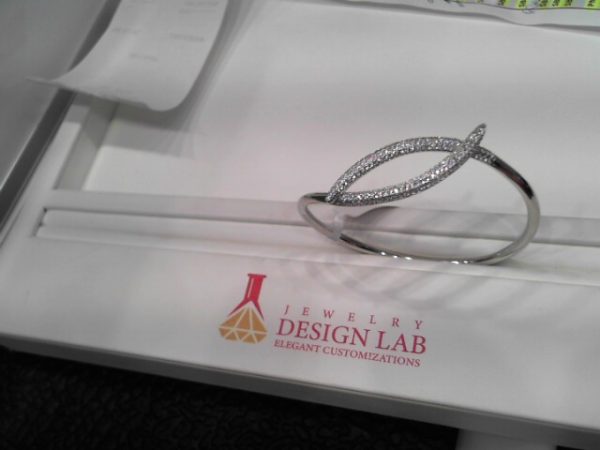 RHODIUM PLATED STERLING SILVER WHITE CZ BANGLE