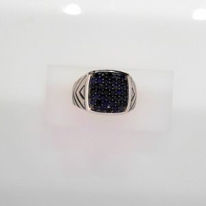 SILVER BLUE SAPPHIRE CHEVRON RING