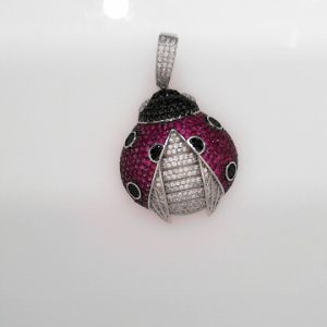 RHODIUM PLATED STERLING SILVER PENDANT- BEETLE 13.9g