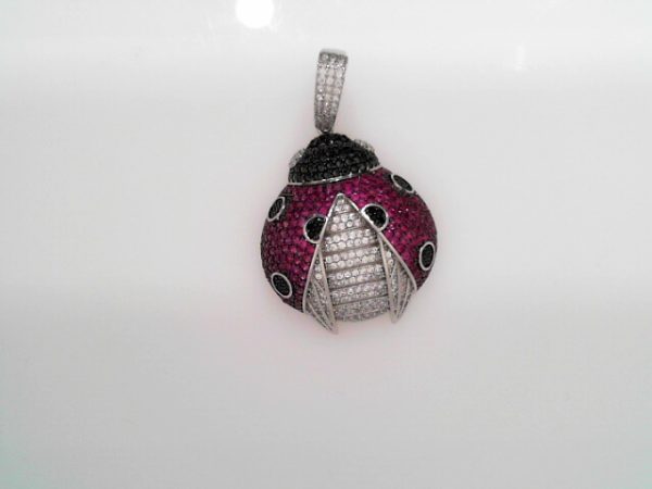 RHODIUM PLATED STERLING SILVER PENDANT- BEETLE 13.9g