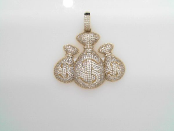 GOLD PLATED STERLING SILVER PENDANT - 3 MONEY BAGS 19g