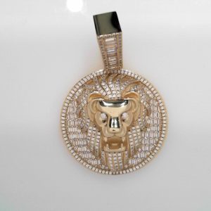 GOLD PLATED STERLING SILVER PENDANT- LION 43.5g