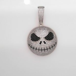 RHODIUM PLATED STERLING SILVER PENDANT- SKULL 24.4g