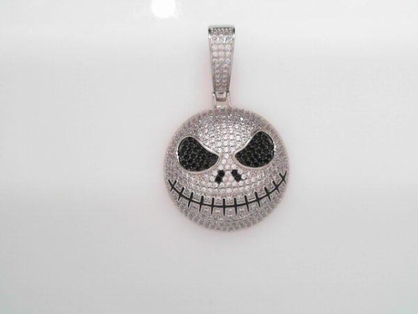 RHODIUM PLATED STERLING SILVER PENDANT- SKULL 24.4g