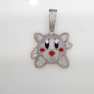 RHODIUM PLATED STERLING SILVER PENDANT- JIGGLEPUFF POKEMON 22g