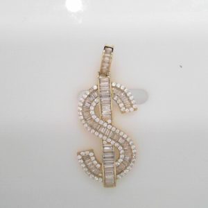 GOLD PLATED STERLING SILVER PENDANT- BIG DOLLAR SIGN 11.6g