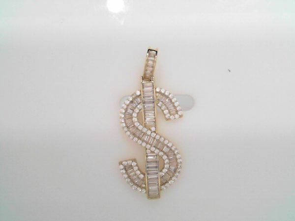 GOLD PLATED STERLING SILVER PENDANT- BIG DOLLAR SIGN 11.6g