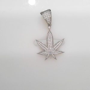 RHODIUM PLATED STERLING SILVER PENDANT- MAPLE LEAF 8.2g