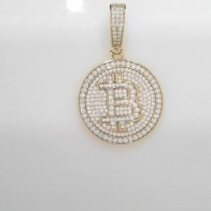 GOLD PLATED STERLING SILVER PENDANT- BITCOIN 19.9g