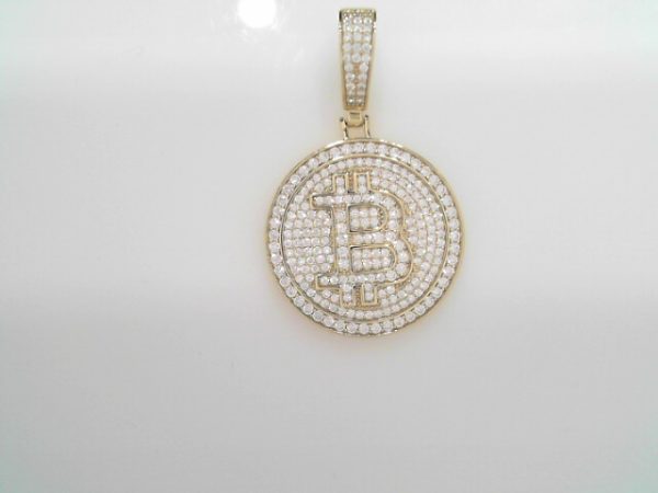 GOLD PLATED STERLING SILVER PENDANT- BITCOIN 19.9g