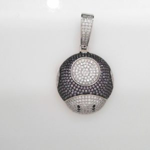 RHODIUM PLATED STERLING SILVER PENDANT- TOAD THE MUSHROOM 23.1g